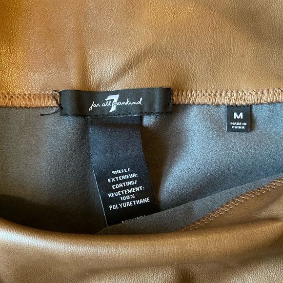 Light brown, faux leather legging. 7 for all mankind. Size M - Picture 2 of 3